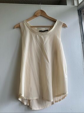 French Connection Sleeveless Cream Chiffon Layered Women's Top Size Large